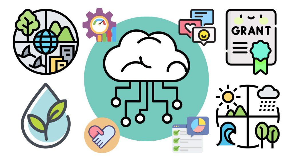 An info graphic style design with various colorful icons on it